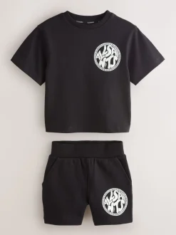 Noir - Ensemble t-shirt et short en molleton smALLSAINTS Distortion