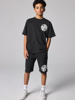 Noir - Ensemble t-shirt et short en molleton smALLSAINTS Distortion