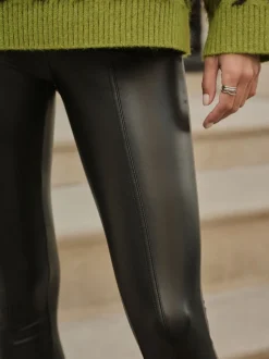 Noir - Faux leggings en cuir