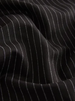 Noir à fines rayures - Pantalon ample en jersey point de Rome lissant