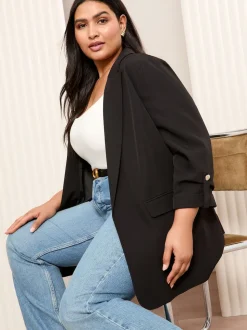 Noir - Friends Like These Bord à bord habillé Détail des manches Blazer