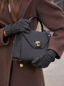 Noir - Gants Lipsy Shimmer en maille côtelée