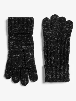 Noir - Gants Lipsy Shimmer en maille côtelée