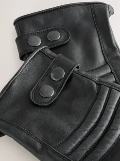 Noir - Gants motard en cuir