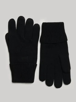 Noir - Gants Superdry en maille avec logo