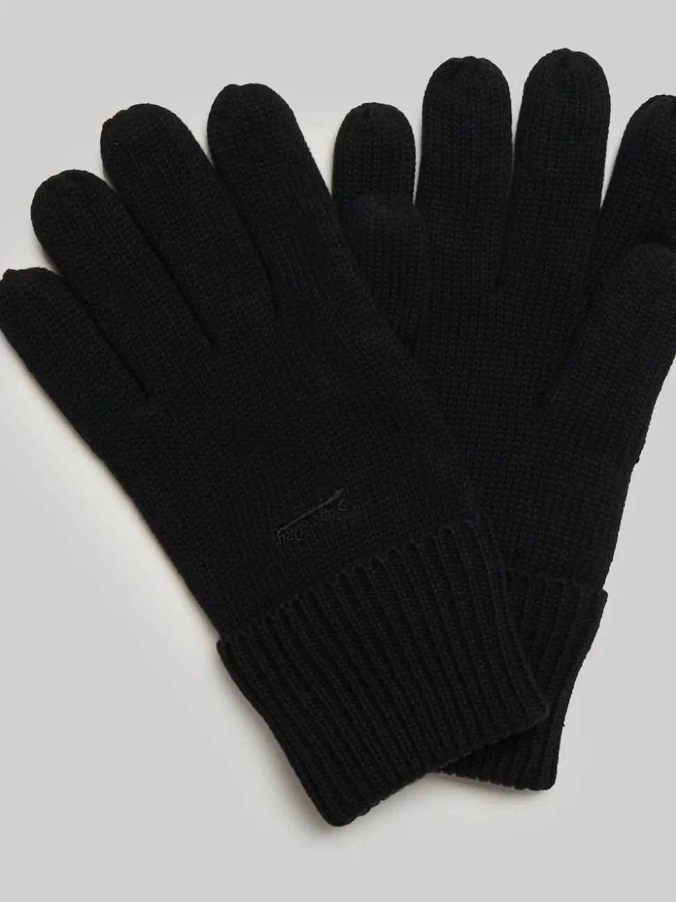 Noir - Gants Superdry en maille avec logo