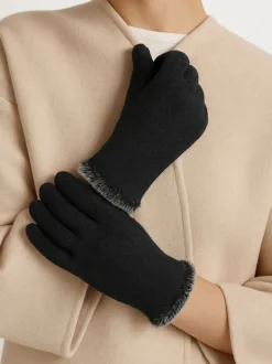 Noir - Gants Totes SmarTouch thermiques avec poignet en fourrure à pointe
