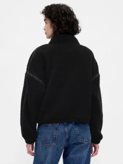Noir - Gap Polaire raccourcie oversize en sherpa à demi-fermeture éclair