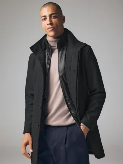 Noir - Gilet en laine à chevrons Manteau matelassé