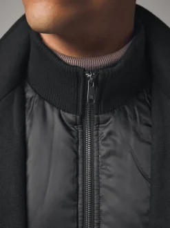 Noir - Gilet en laine à chevrons Manteau matelassé