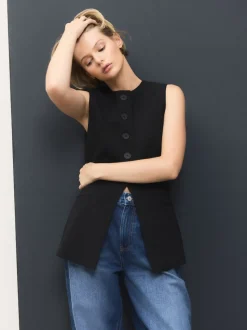 Noir - Gilet habillé avec laine