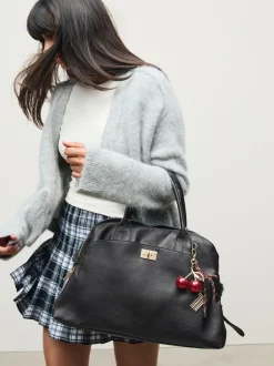 Noir - Grand sac cabas avec breloques