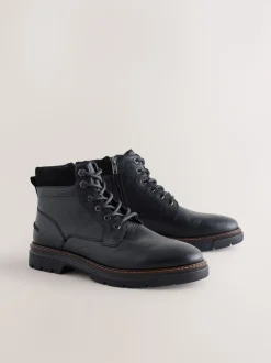 Noir - Grandes Bottes zippées en cuir