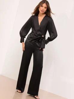 Noir - Haut cache-cœur Lipsy Satin hardware