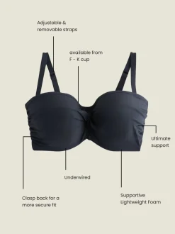 Noir - Haut de bikini bandeau DK Twist à armatures