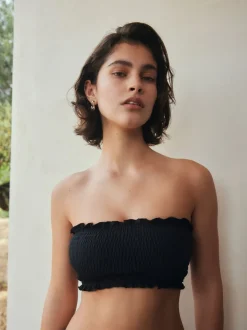 Noir - Haut de bikini Bandeau Shirred