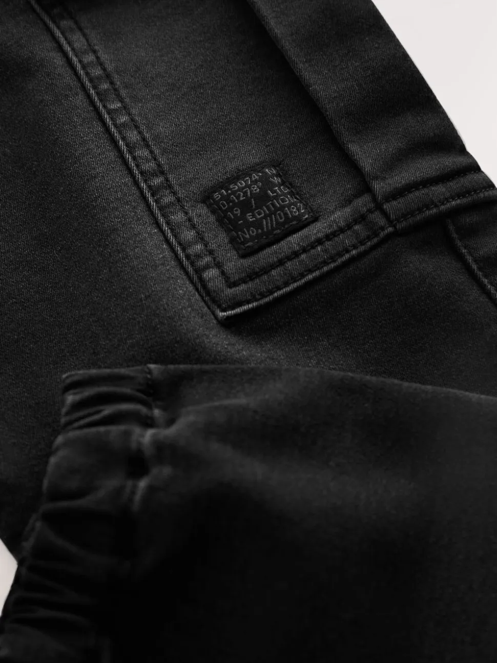 Noir - Jean cargo à taille élastique (3-16ans)