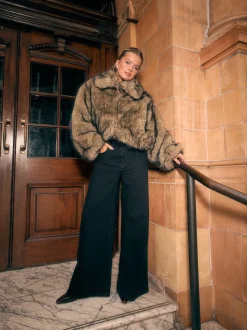 Noir - Jean large Palazzo taille haute