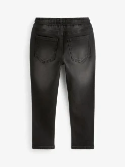 Noir - Jeans extensibles à taille élastique (3-16ans)