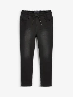 Noir - Jeans extensibles à taille élastique (3-16ans)