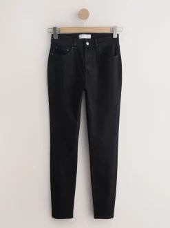 Noir - Jeans skinny extensible taille milieu