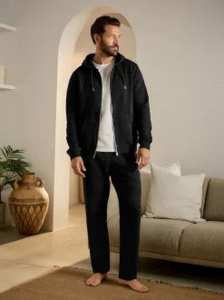 Noir - Jogging ouvert lourd à dos brosse