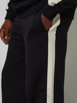 Noir - Joggings Threadbare à jambe large à rayures latérales