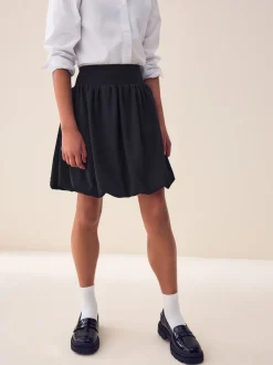 Noir - Jupe à enfiler en jersey extensible à ourlet boule (3-17ans)