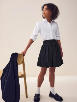 Noir - Jupe à enfiler en jersey extensible à ourlet boule (3-17ans)