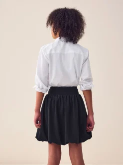 Noir - Jupe à enfiler en jersey extensible à ourlet boule (3-17ans)