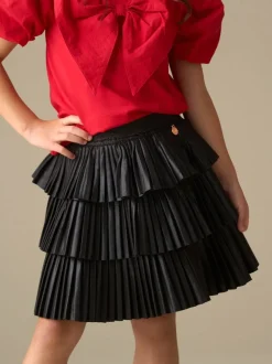 Noir - Jupe Angel & Rocket Lucile métallisée à volants