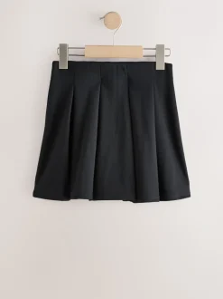 Noir - Jupe d’école plissée extensible en jersey (3-17ans)