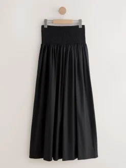 Noir - Jupe longue Maxi froncée