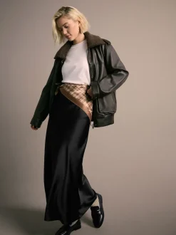 Noir - Jupe Midi Satin