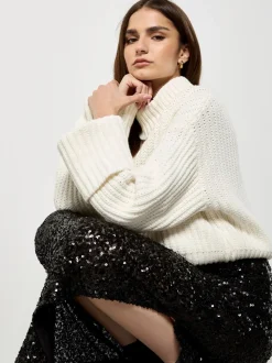 Noir - Jupe mi-longue à sequins Apricot