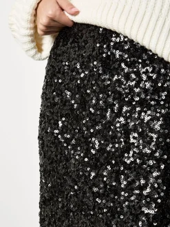 Noir - Jupe mi-longue à sequins Apricot