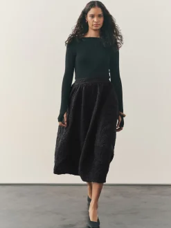 Noir - Jupe mi-longue en jacquard Two Ordinary Volume