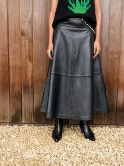 Noir - Jupe N. Premium en cuir véritable