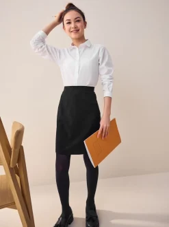 Noir - Jupes crayon d’école en jersey extensible à enfiler Ado (9-18ans)