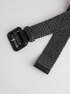 Noir - Large ceinture effet raphia
