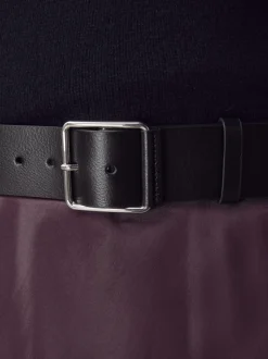 Noir - Large ceinture en cuir N. Premium Made In Italy