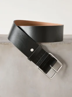Noir - Large ceinture en cuir N. Premium Made In Italy
