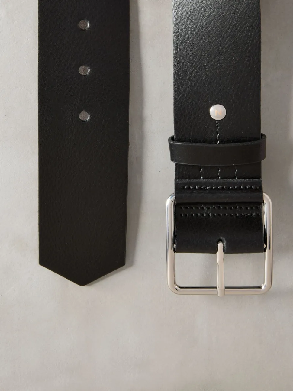 Noir - Large ceinture en cuir N. Premium Made In Italy