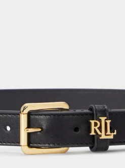 Noir - Lauren Ralph Lauren 2.5cm Ceinture réversible en cuir galet à logo