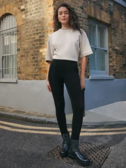 Noir - Leggings en velours côtelé