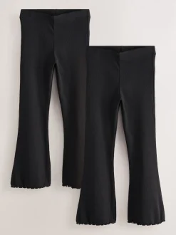 Noir - Leggings évasés à côtes (3-16ans)