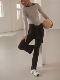 Noir - Leggings évasés Active Balance enveloppants sur le devant