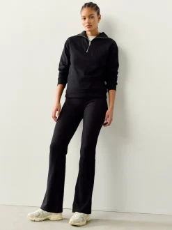 Noir - Leggings évasés froncés côtelés doux au toucher