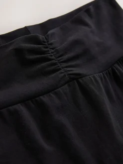Noir - Leggings évasés froncés côtelés doux au toucher