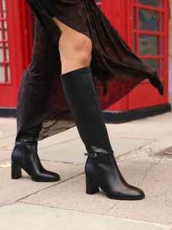 Noir - Linzi Bottes Midtown à talon carré avec boucle